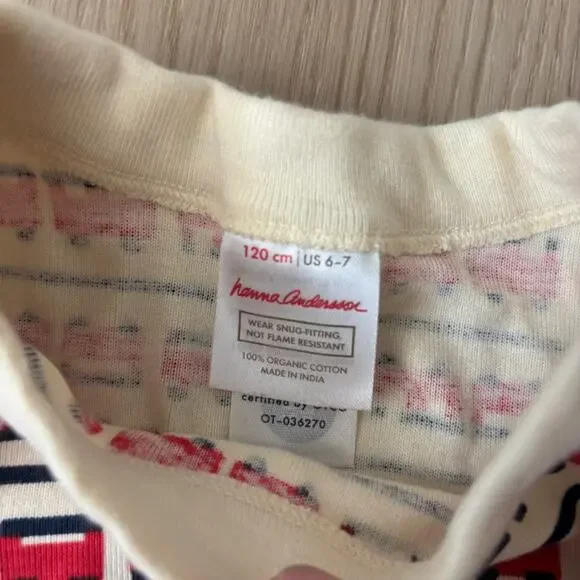 Hanna Andersson Kids Pajamas Train Red and White PJ Set 6/7 - Picture 5 of 5